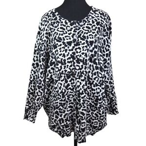 Signature Collection Black and White Animal Print Cardigan  Size 1X
